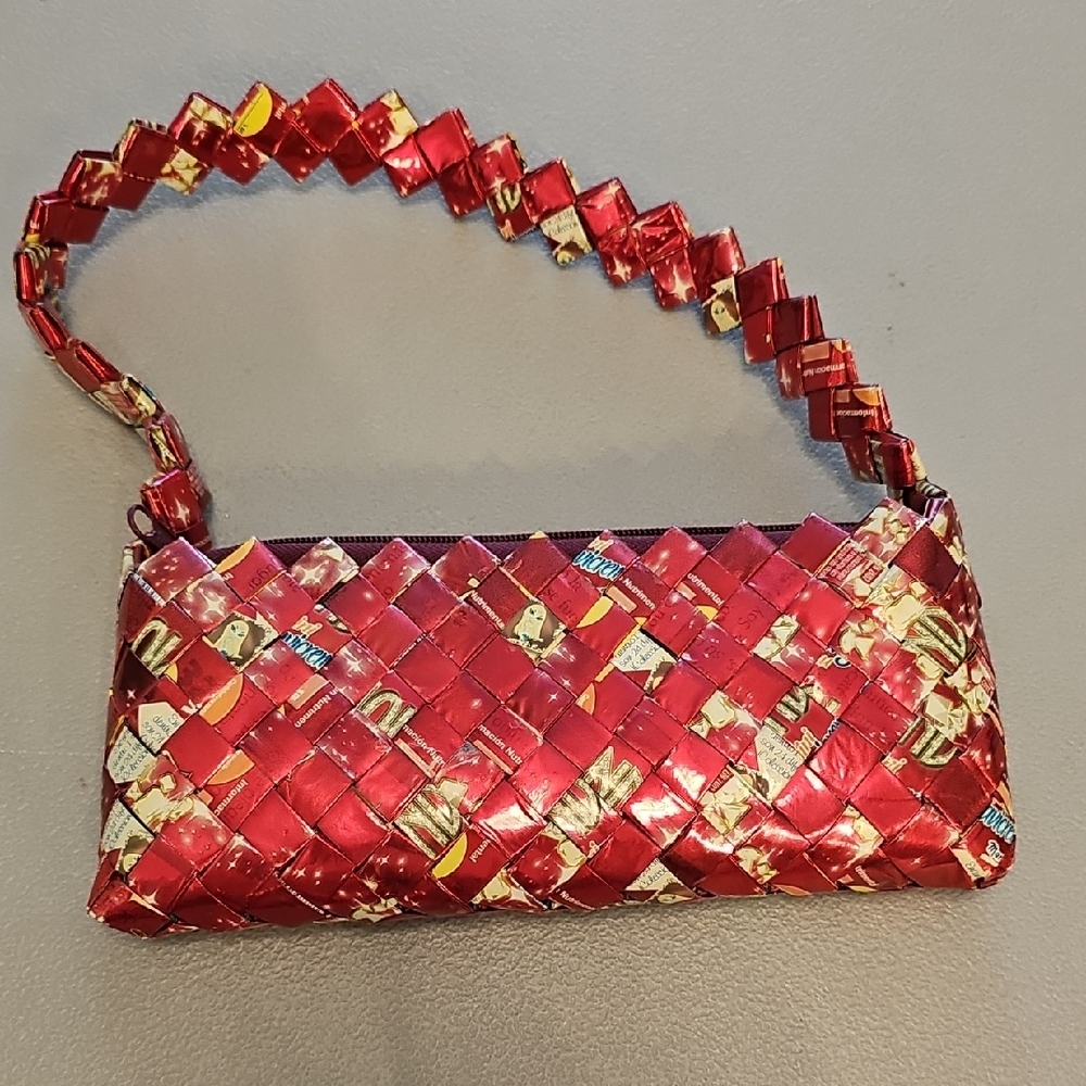Red Woven Shoulder Bag